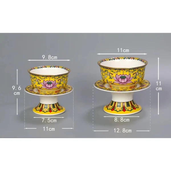 Chén cúng chay hoa sen Phước Lộc, Bát Kiết Tường thờ cúng bàn thờ, gốm sứ cao cấp - Image 2