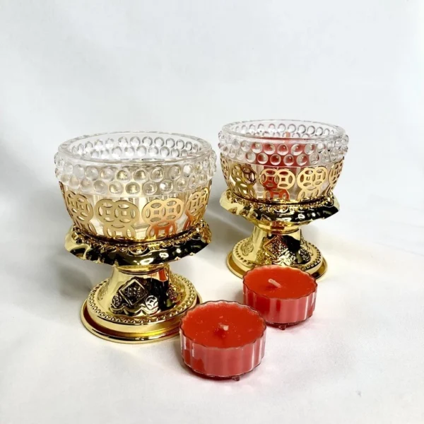 Chân đế đèn cày, trang trí, trưng bày bàn thờ (Để nến, đèn cầy tealight) - Image 4