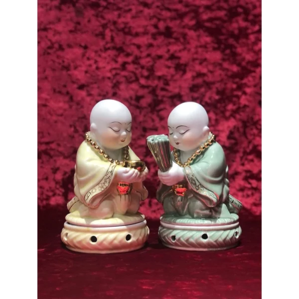 Lư đốt trầm hương, lư xông trầm chú tiểu bằng sứ - Image 2