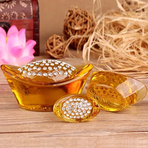 Thỏi vàng đính đá pha lê chiêu tài - Kim Nguyên Bảo phong thủy - Image 3