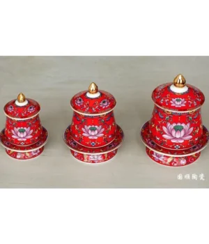 Bộ chung nắp Phước Lộc gốm sứ thờ cúng bàn thờ