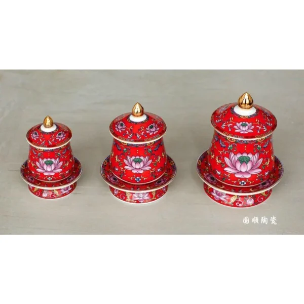 Bộ chung nắp Phước Lộc gốm sứ thờ cúng bàn thờ