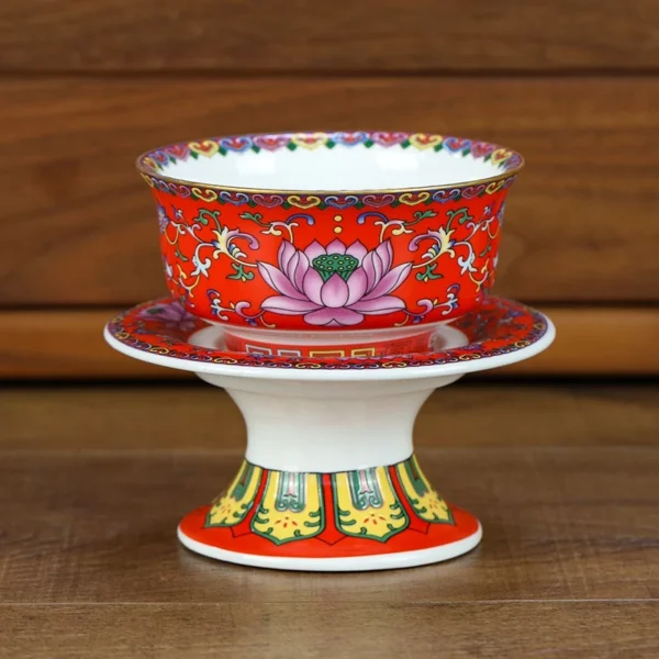 Chén cúng chay hoa sen Phước Lộc, Bát Kiết Tường thờ cúng bàn thờ, gốm sứ cao cấp - Image 7