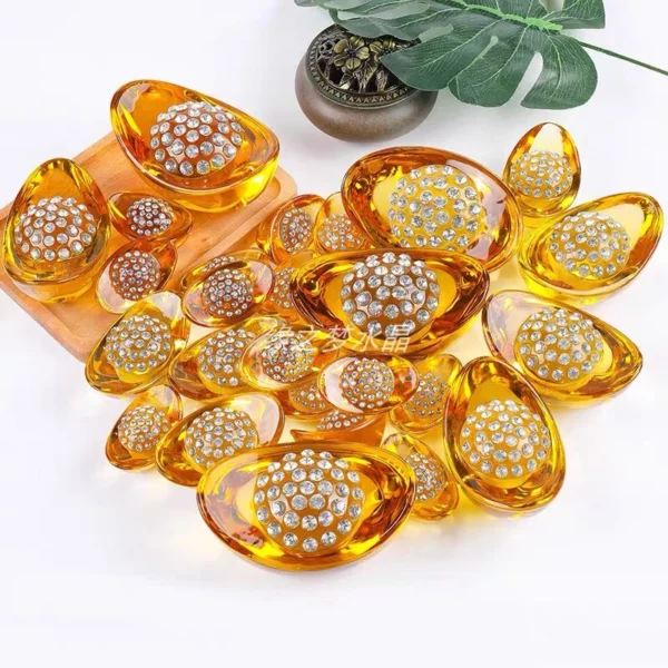 Thỏi vàng trơn pha lê chiêu tài - Kim Nguyên Bảo phong thủy - Image 3