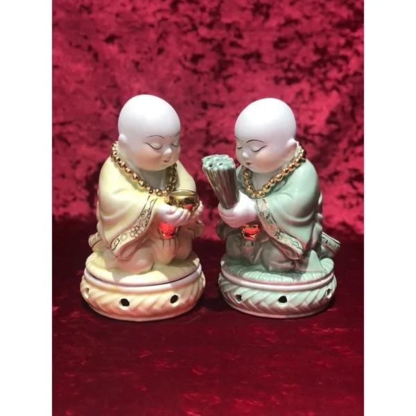 Lư đốt trầm hương, lư xông trầm chú tiểu bằng sứ - Image 3