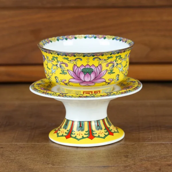 Chén cúng chay hoa sen Phước Lộc, Bát Kiết Tường thờ cúng bàn thờ, gốm sứ cao cấp - Image 5