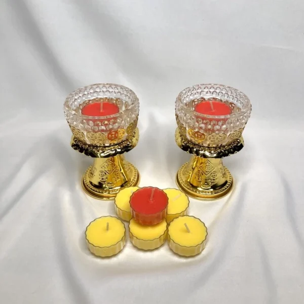 Chân đế đèn cày, trang trí, trưng bày bàn thờ (Để nến, đèn cầy tealight) - Image 2