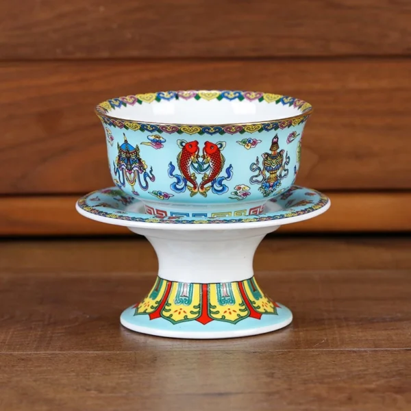 Chén cúng chay hoa sen Phước Lộc, Bát Kiết Tường thờ cúng bàn thờ, gốm sứ cao cấp - Image 6