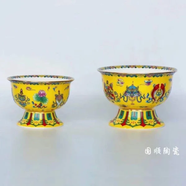 Chén cúng cao thờ cúng, chân dính liền - Image 3