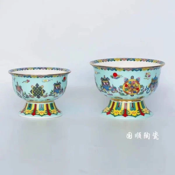 Chén cúng cao thờ cúng, chân dính liền - Image 4