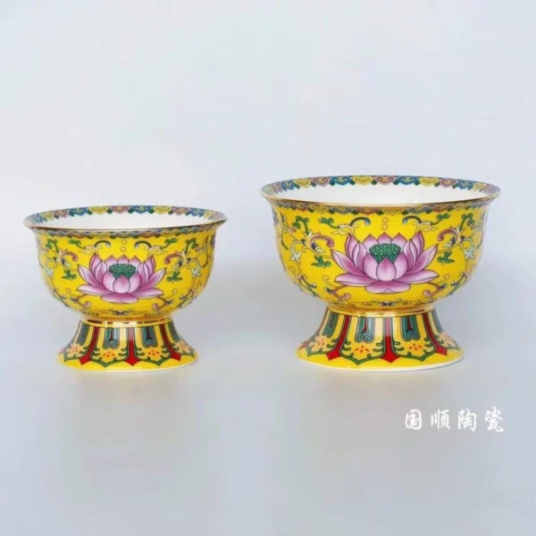 Chén cúng cao thờ cúng, chân dính liền - Image 6