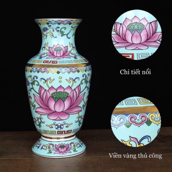 Bình bông, lọ hoa sen Phước Lộc, bộ thờ cúng phong thuỷ Phật giáo - Image 7