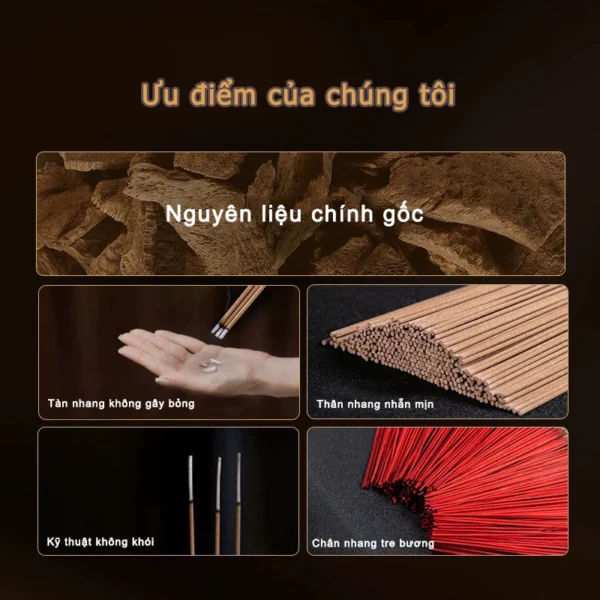 Nhang đàn hương không khói 100% tự nhiên, mùi hương thanh tao, phong thủy, 600 cây tiết kiệm - Image 4